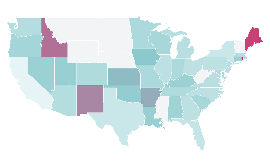 Affinity by region — British rhythm and blues, United States