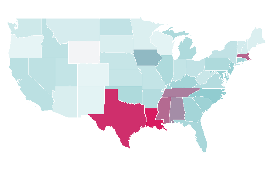 Affinity by region — Bubble bath, United States
