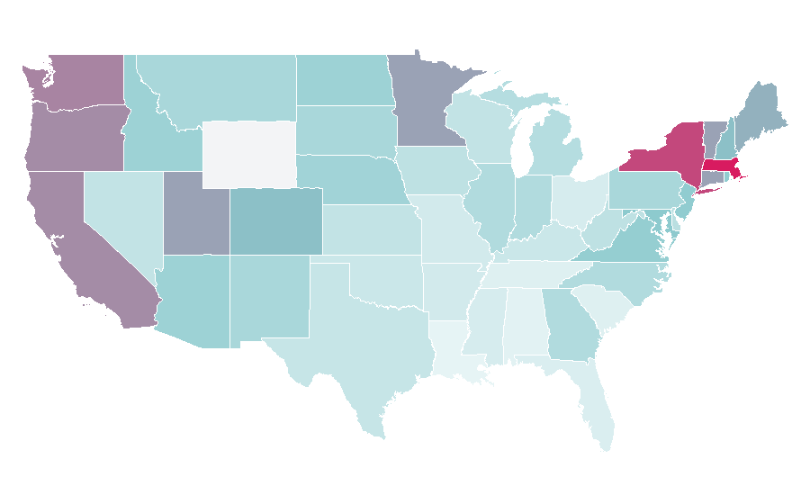 Affinity by region — Buddhist meditation, United States