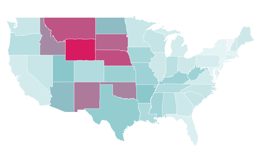 Affinity by region — Bull riding, United States