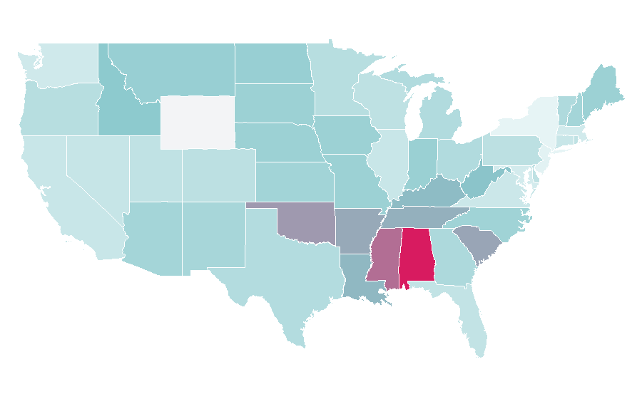 Affinity by region — Bulldog breeds, United States