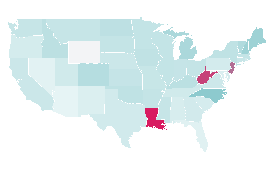 Affinity by region — Bun (hairstyle), United States
