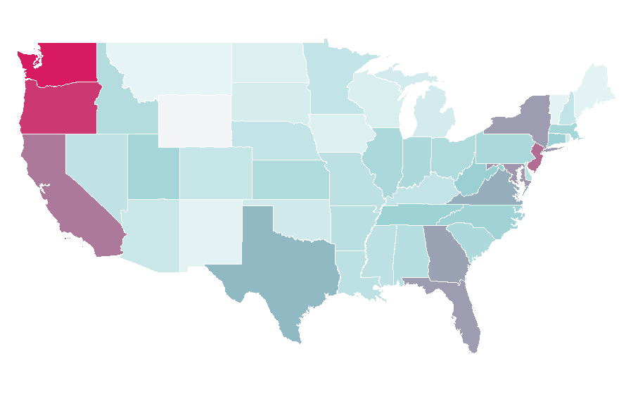 Affinity by region — Bungee jumping, United States
