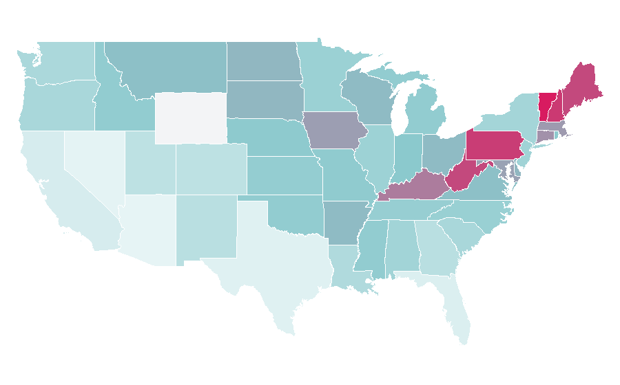 Affinity by region — Burpee (exercise), United States