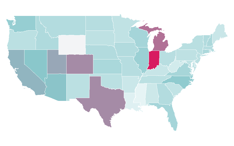 Affinity by region — Cadillac F1, United States