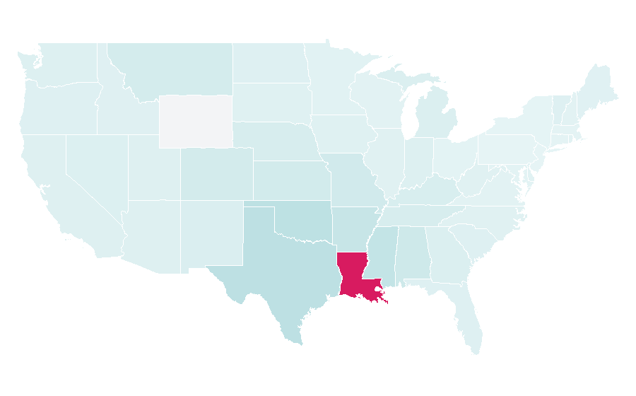 Affinity by region — Cajun cuisine, United States