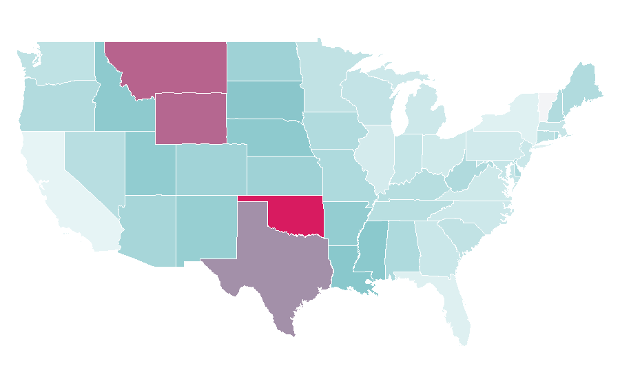 Affinity by region — Calf roping, United States
