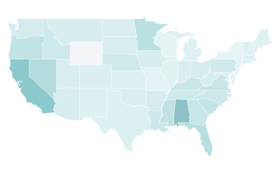 Affinity by region — California Golden Bears football, United States
