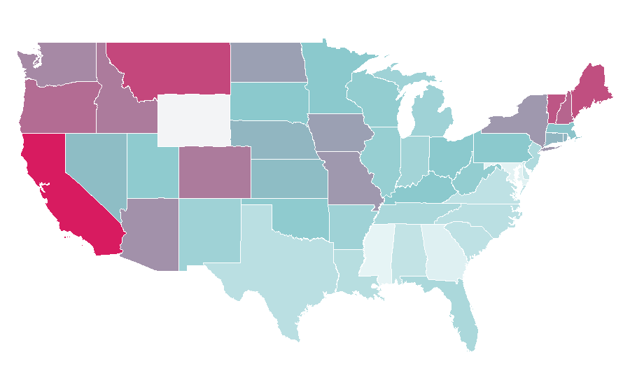 Affinity by region — Californication (TV series), United States