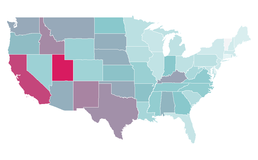 Affinity by region — Calligraphy, United States
