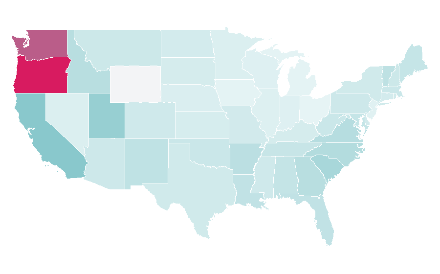 Affinity by region — Camellia sinensis, United States