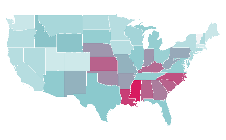 Affinity by region — Cancer, United States