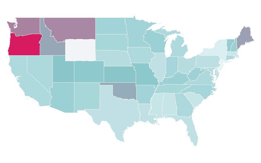 Affinity by region — Canidae, United States