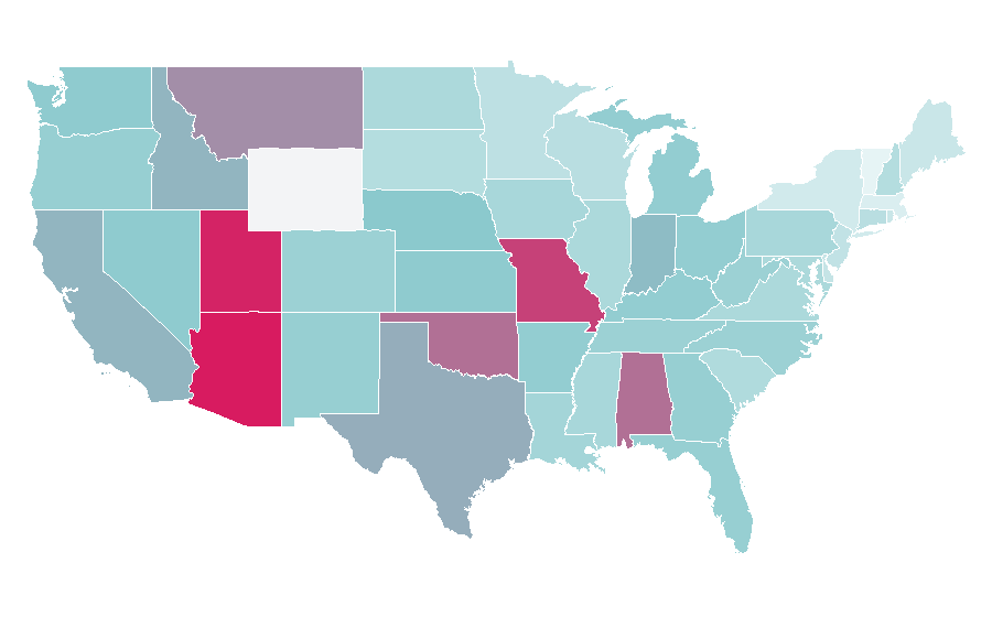 Affinity by region — Captain Marvel (DC Comics), United States