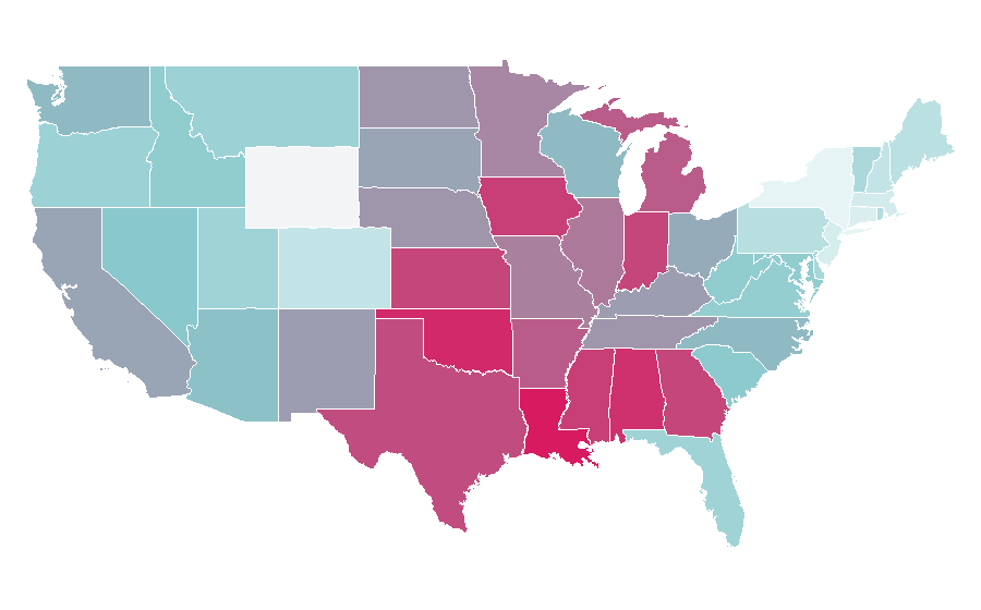 Affinité par région — Carbonated water, États-Unis