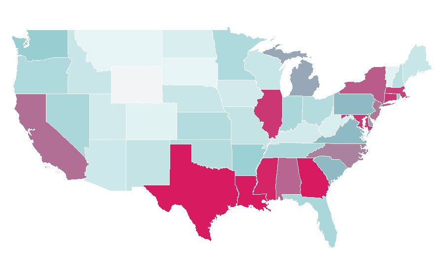 Affinity by region — Cardigan (sweater), United States