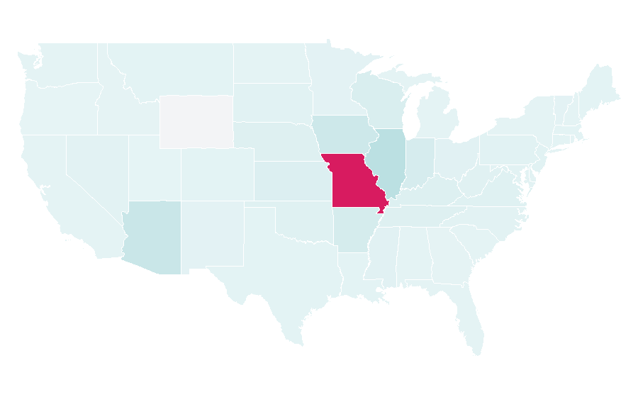 Affinité par région — Cardinals, États-Unis