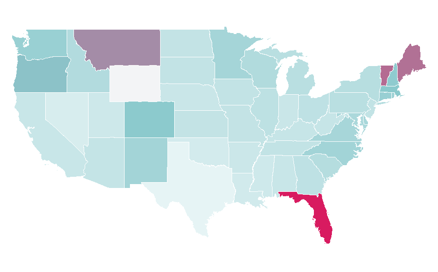 Affinity by region — Carl Hiaasen, United States