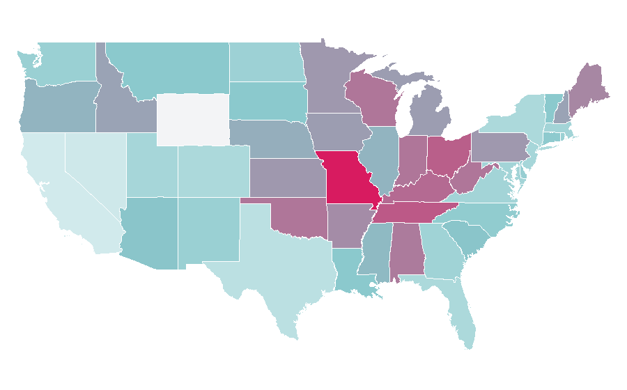 Affinity by region — Carol Burnett, United States