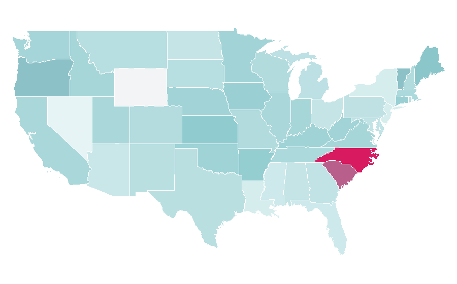 Affinity by region — Carolina Reaper, United States