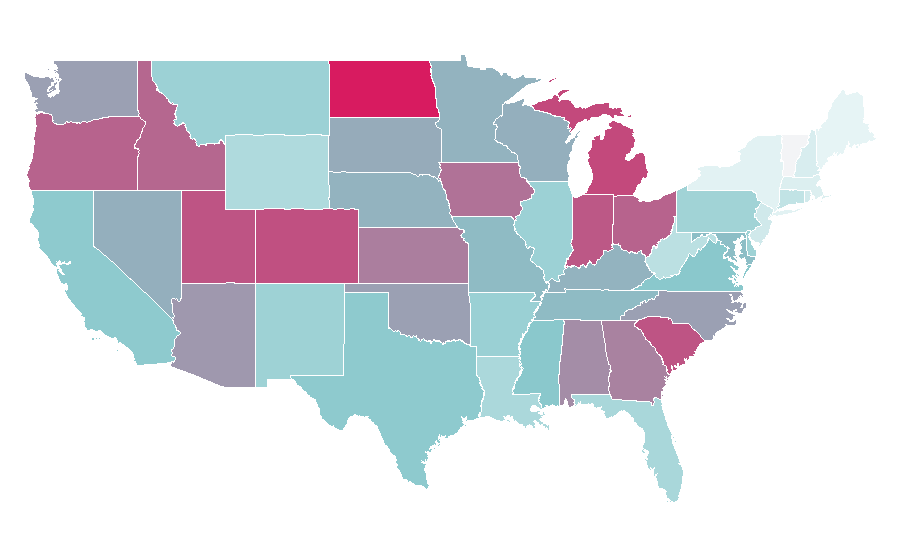 Afinidad por región — Carpet cleaning, Estados Unidos