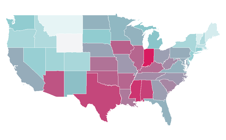 Affinity by region — Cars (film), United States
