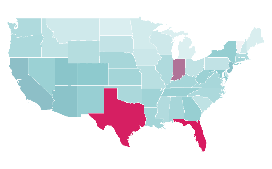 Affinity by region — Casa (TV channel), United States
