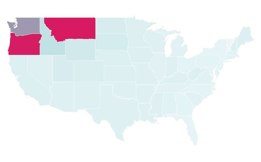 Affinity by region — Cascade Range, United States