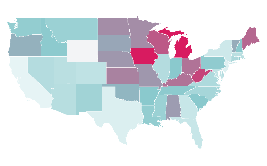Affinity by region — Casey Kasem, United States