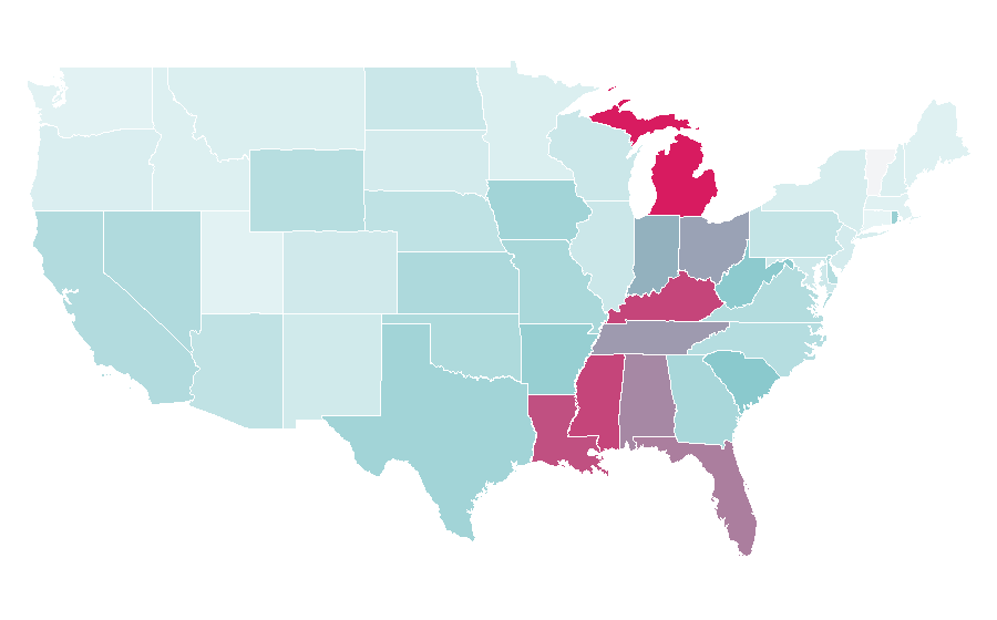 Affinity by region — Cash advance, United States