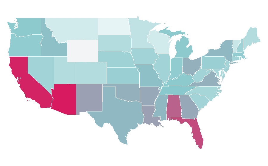 Affinity by region — Casting (performing arts), United States