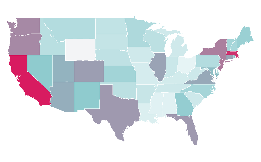 Affinity by region — Catalan language, United States