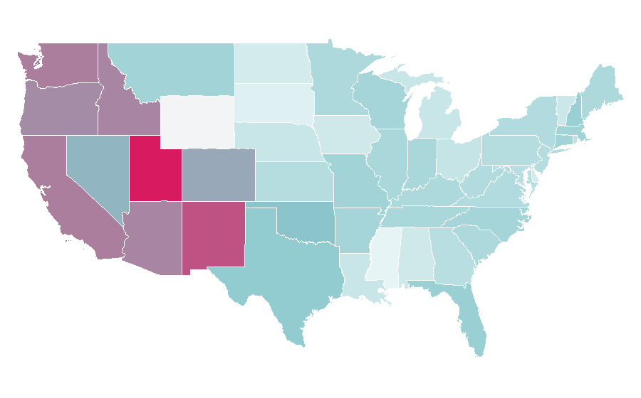 Affinity by region — Catherine Zeta-Jones, United States