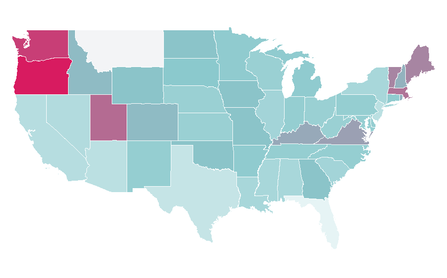 Affinity by region — Celtic languages, United States