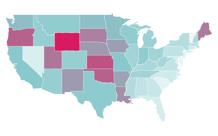 Affinity by region — Cemetary (band), United States