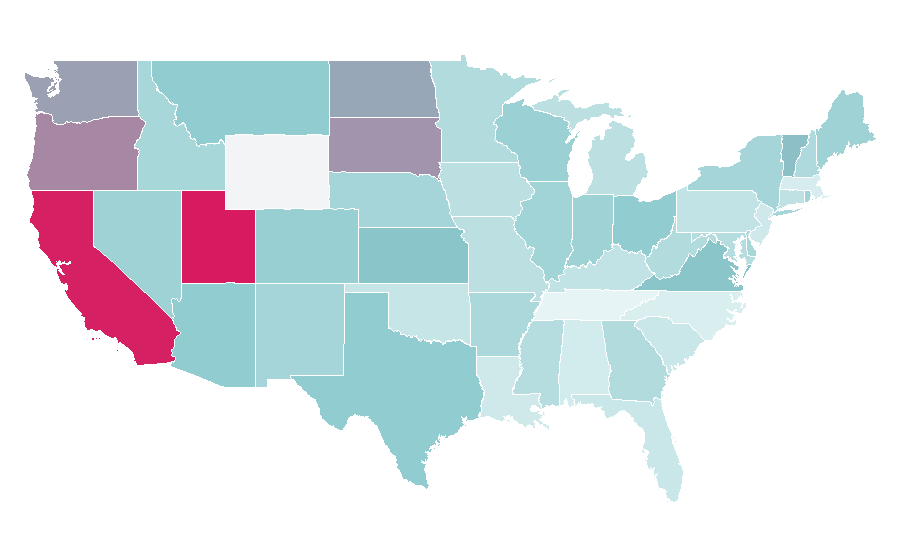 Affinity by region — Ceramic art, United States
