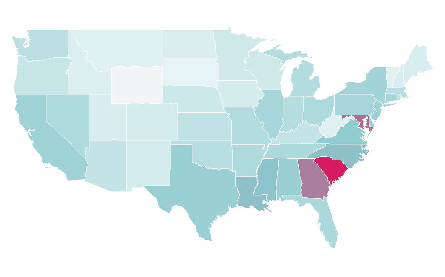 Affinity by region — Chadwick Boseman, United States