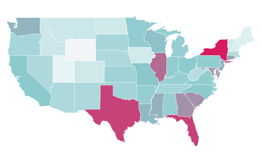 Affinity by region — Champs Sports, United States