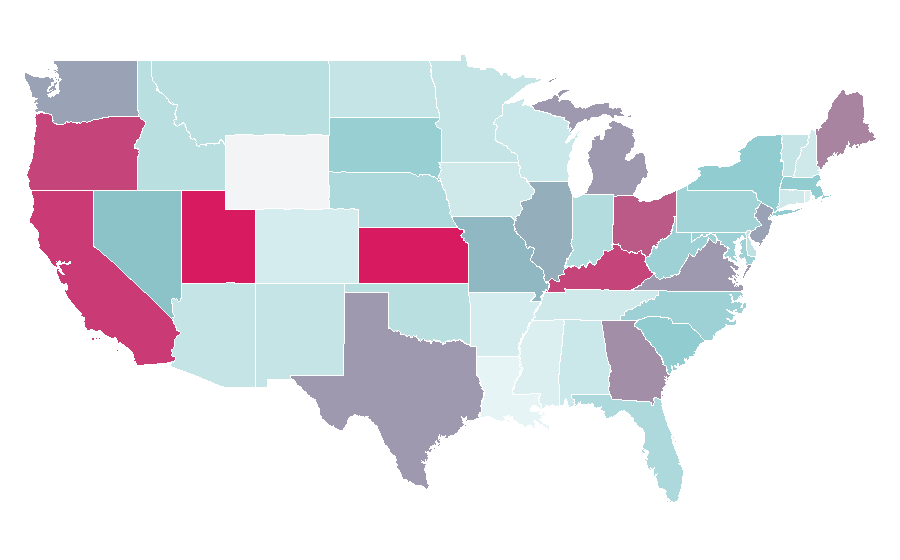 Affinität nach Region — Cheering, USA