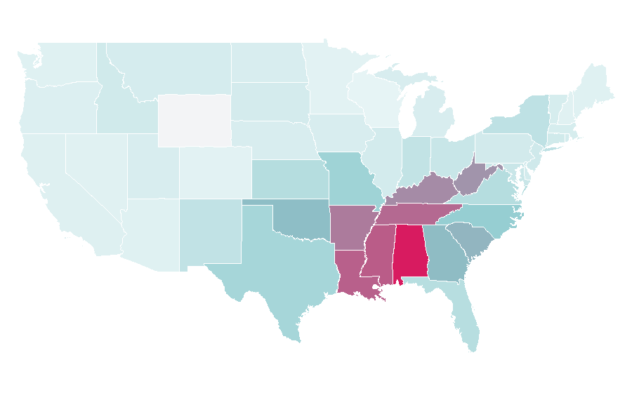 Affinity by region — Chest of drawers, United States