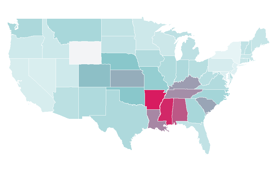 Affinity by region — Chi Omega, United States