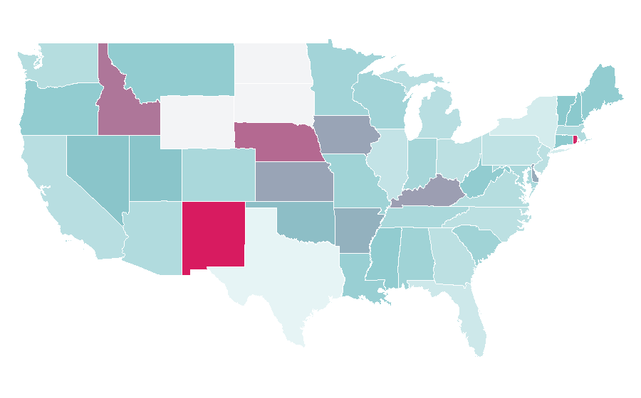 Affinité par région — Chicano rock, États-Unis