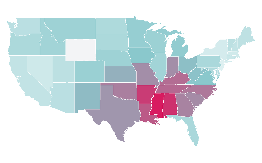 Affinity by region — Chicken salad, United States