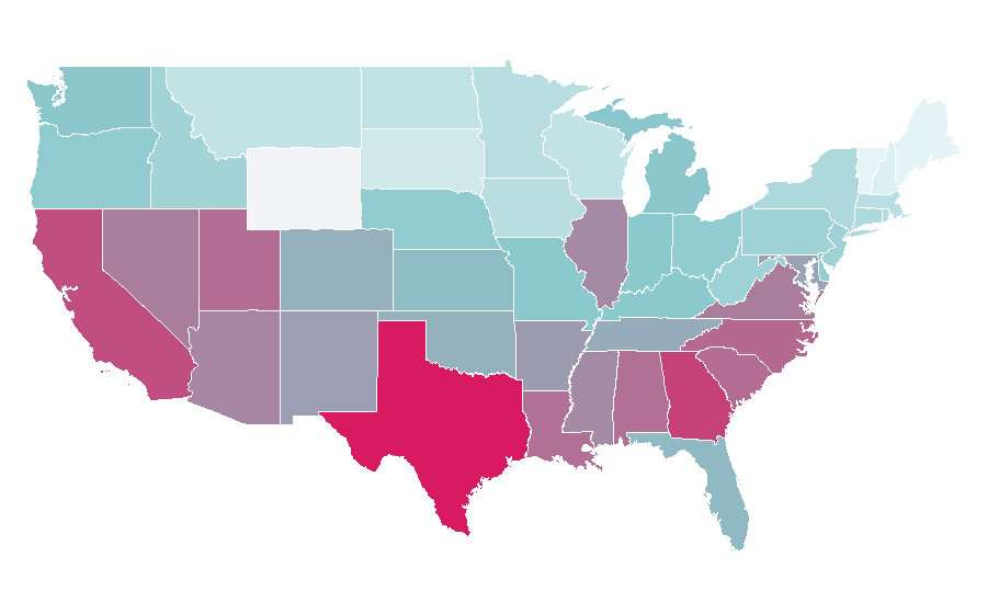 Affinity by region — Chicken sandwich, United States