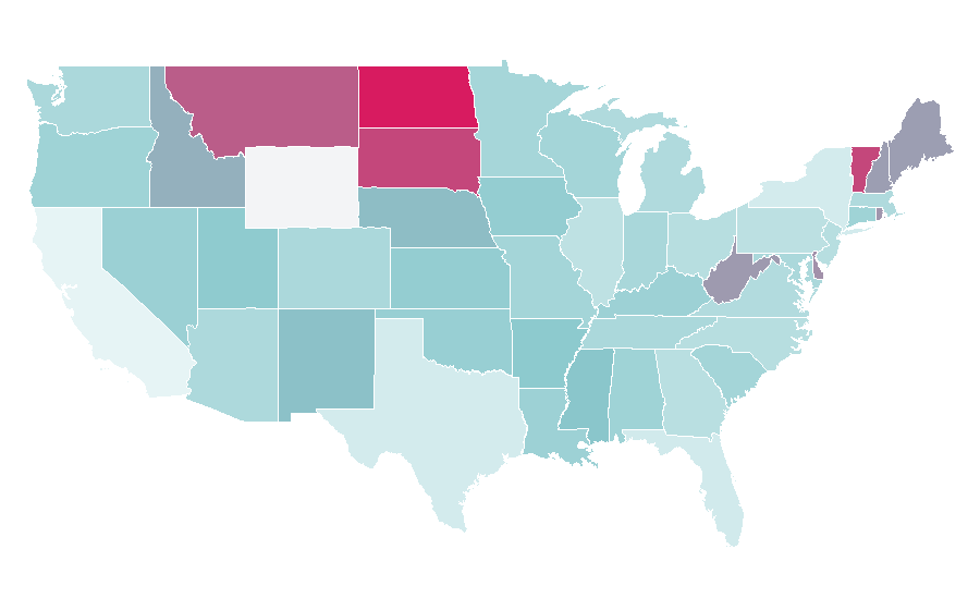 Affinity by region — Chiropractic education, United States