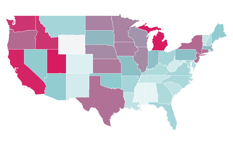 Affinity by region — Chocolate chip, United States