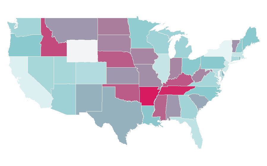 Affinity by region — Christian country music, United States