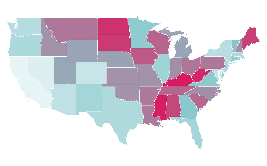 Affinity by region — Christmas music, United States