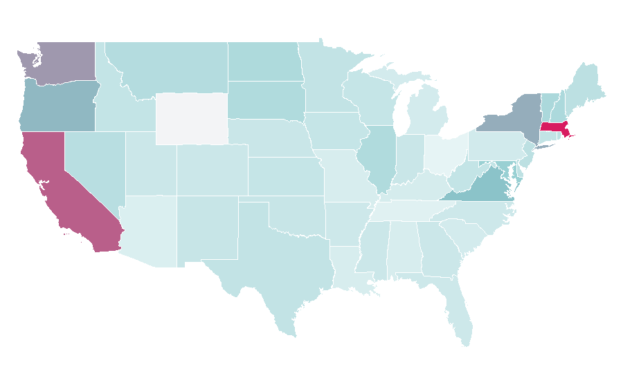 Affinity by region — Chulalongkorn University, United States