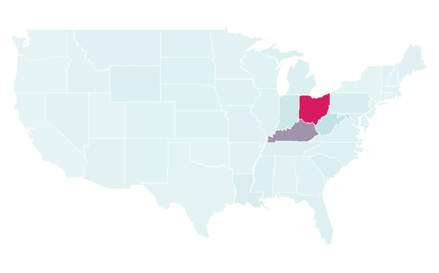 Afinidad por región — Cincinnati Bengals, Estados Unidos
